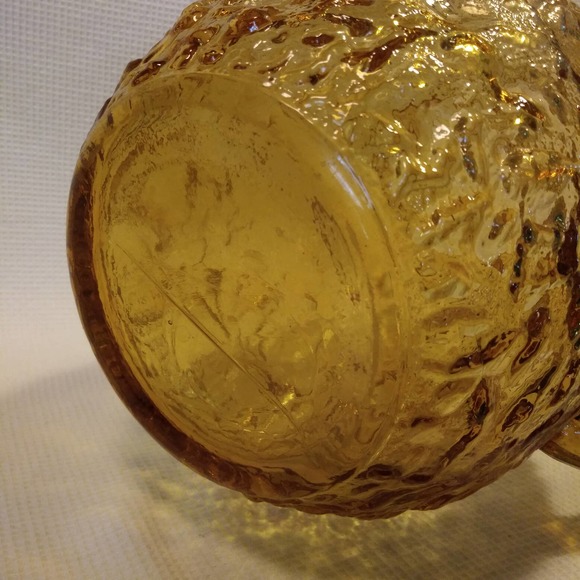Vintage 1960s Anchor Hocking Honey Gold Textured Ball Jug In Milano 8in - Picture 3 of 16